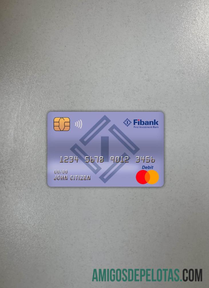 Cartão de débito mestre do Banco Fibank da Bulgária Photolook Front modelo